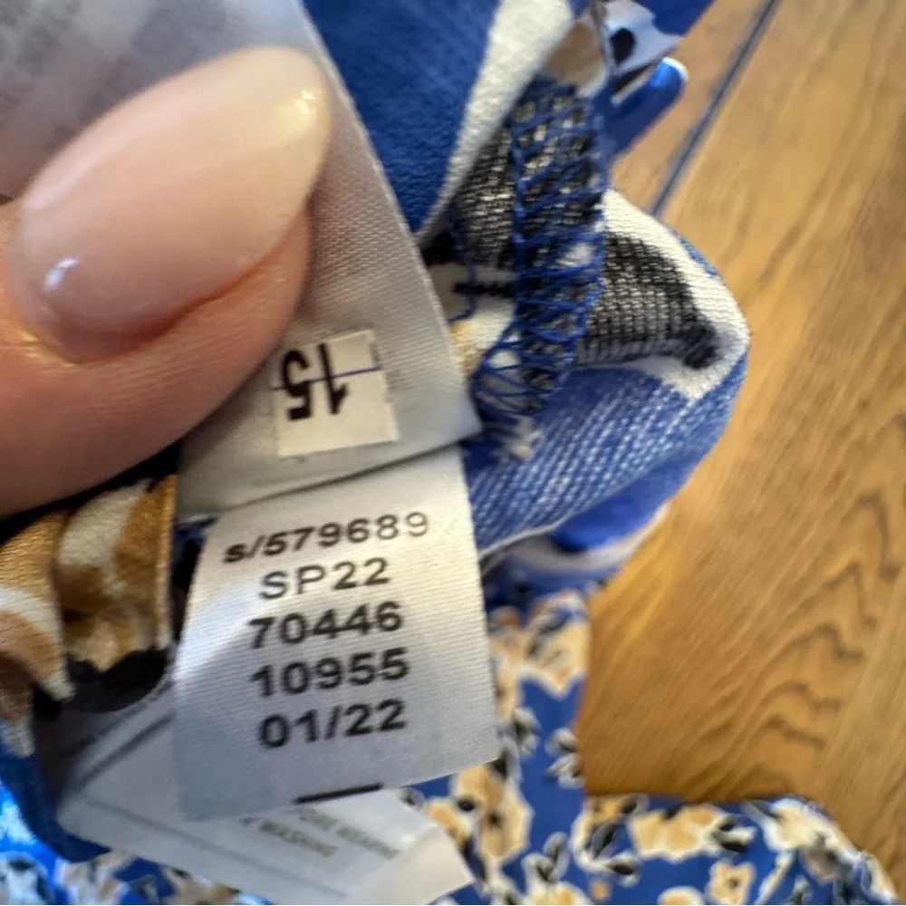Ann Taylor Blue Floral A-Line‎ Skirt Paperbag Pleated Midi Skirt